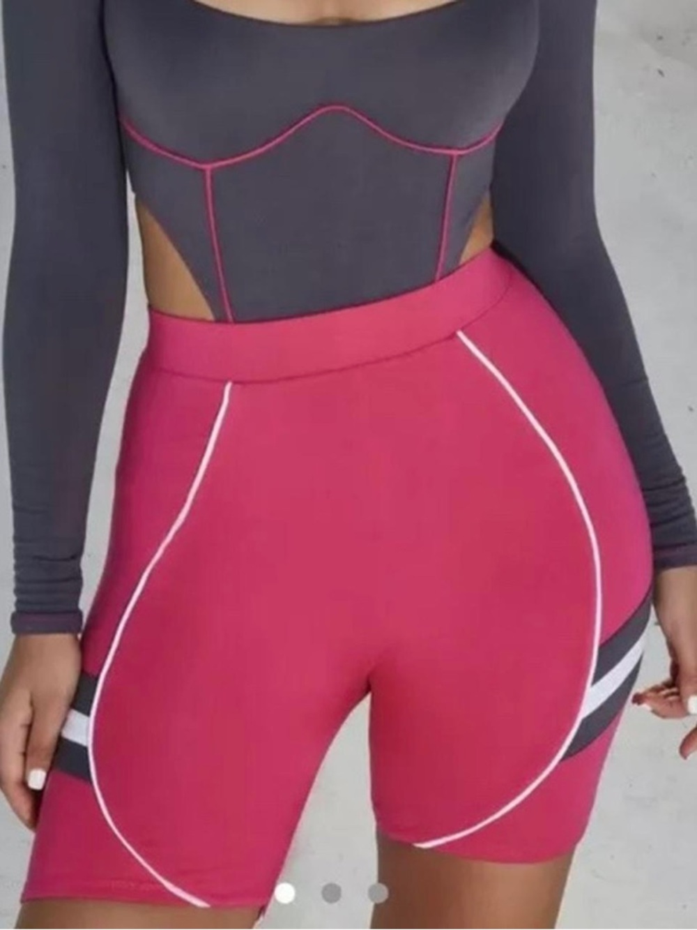 Oh Polly Hot Pink & White Contrast Bike Shorts